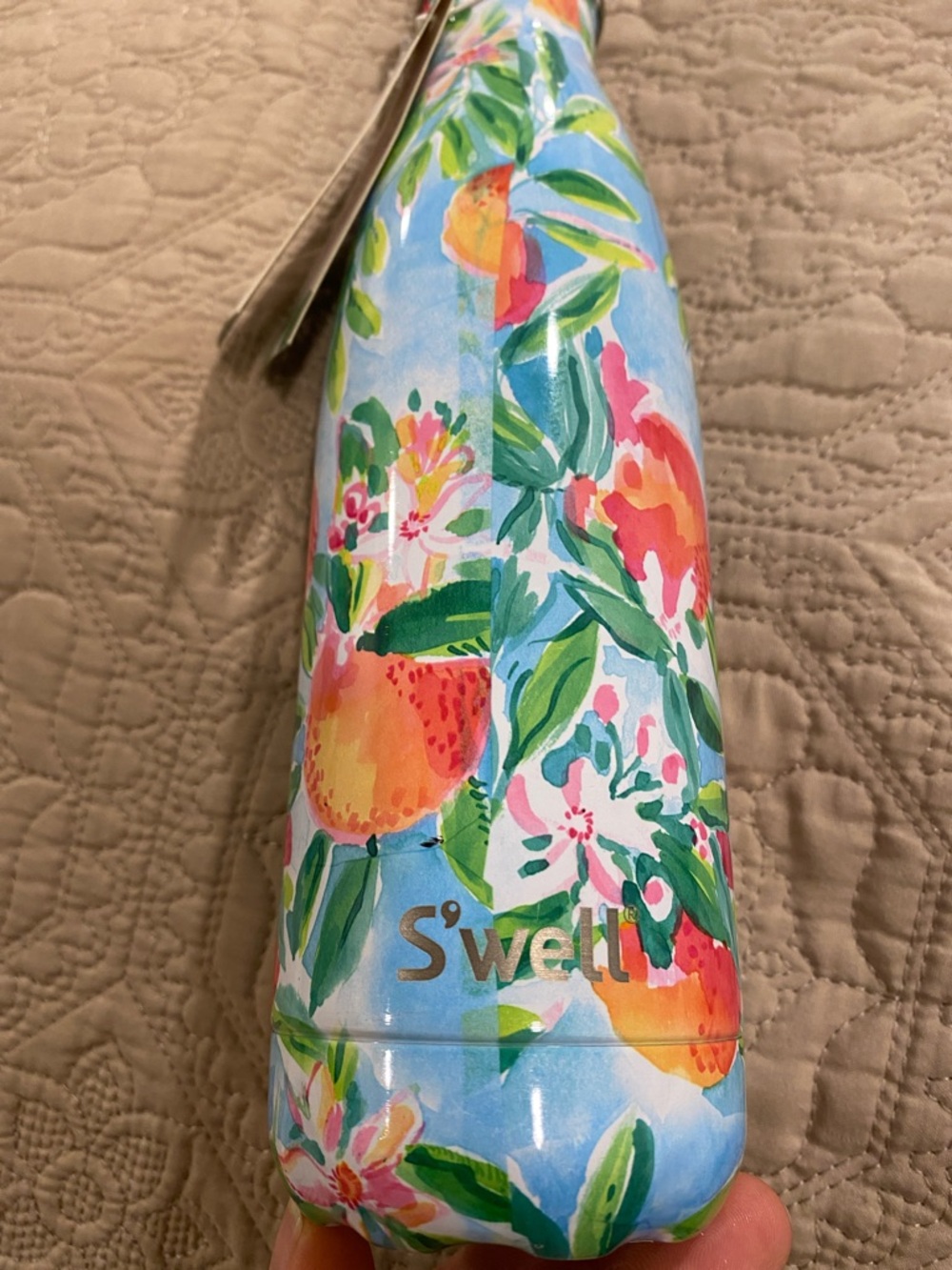 NWT S'well x Lily Pulitzer Blue Floral & Peach Pattern Bottle - Picture 2 of 5